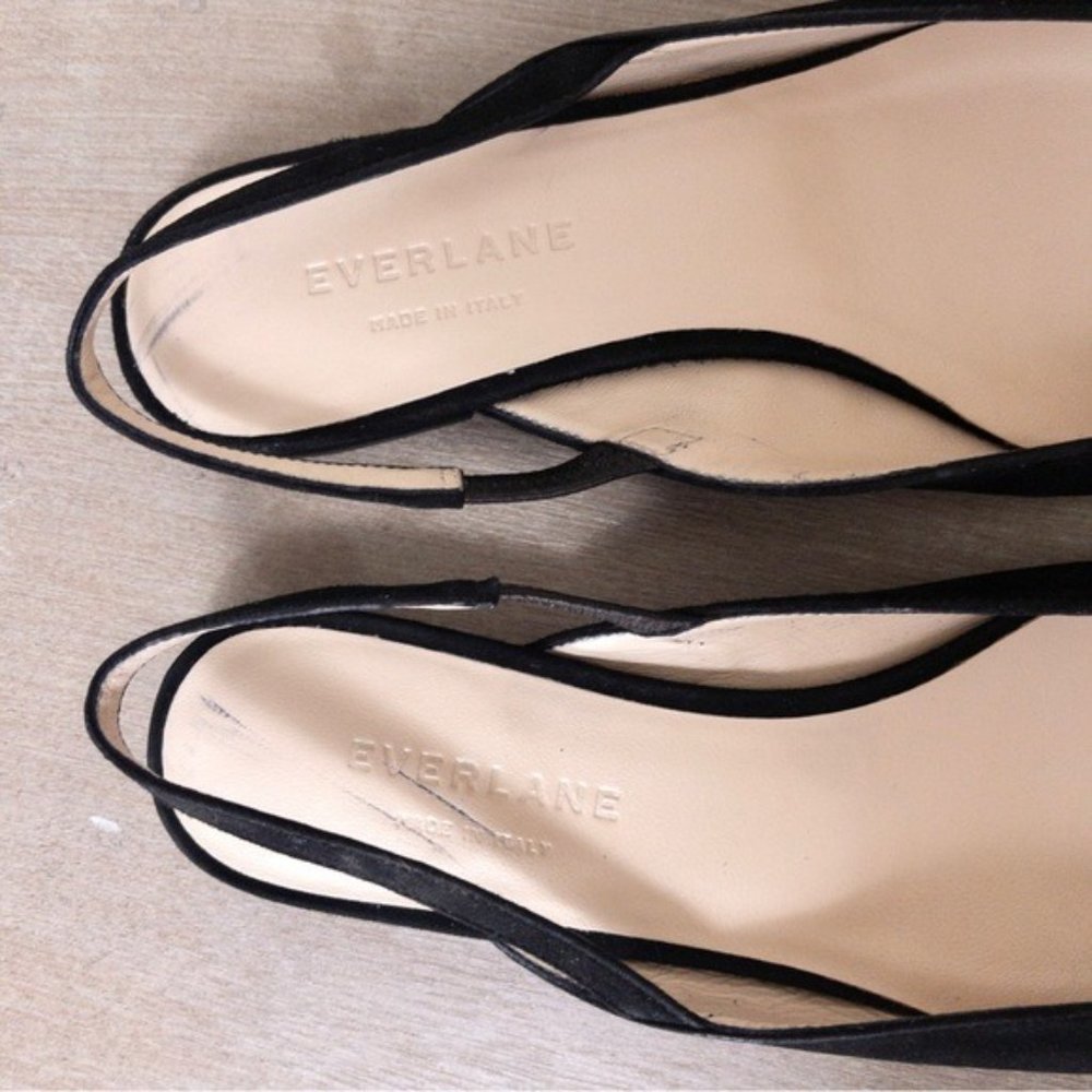 COPY - NWT Everlane The Editor Slingback 5 Black Italian Suede Leather Pointed … - Picture 7 of 12